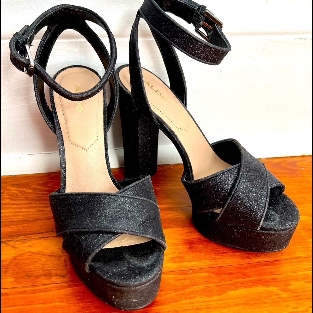 Aldo Black Platform Sandals 6.5